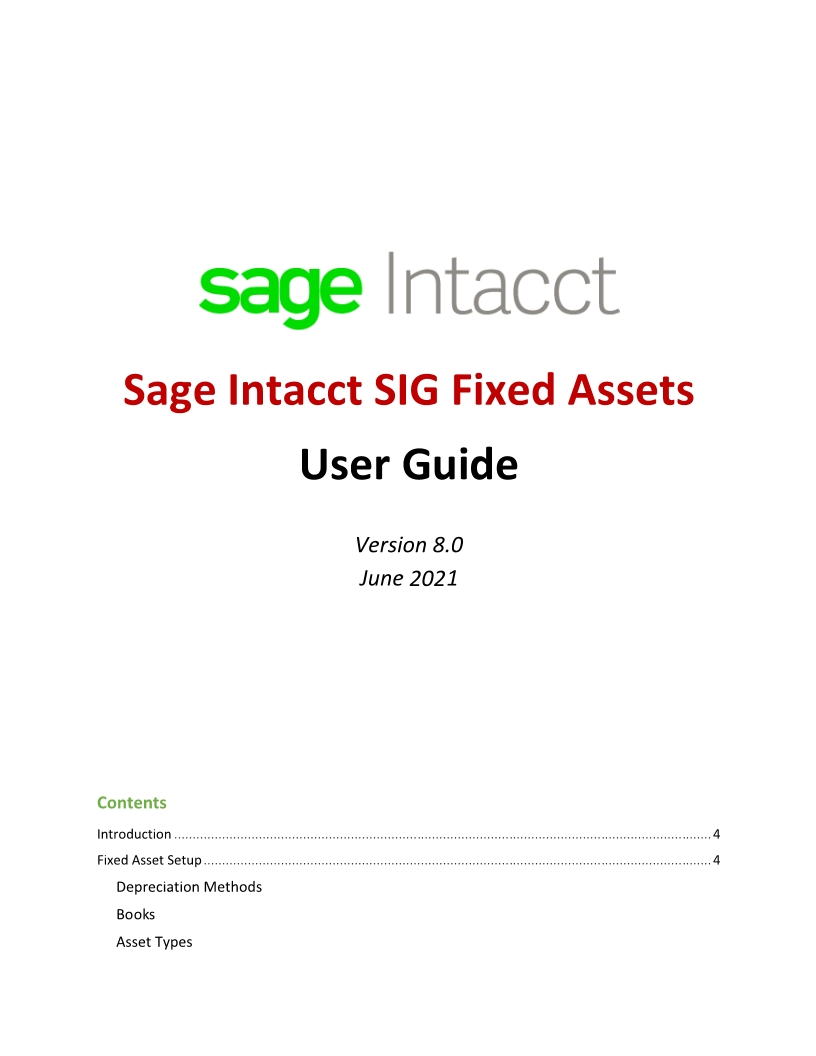 Sage Intacct SIG Fixed Assets V8.0 User Guide
