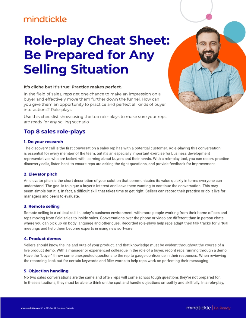 Roleplay Cheat Sheet Be Prepared for Any Selling Situation